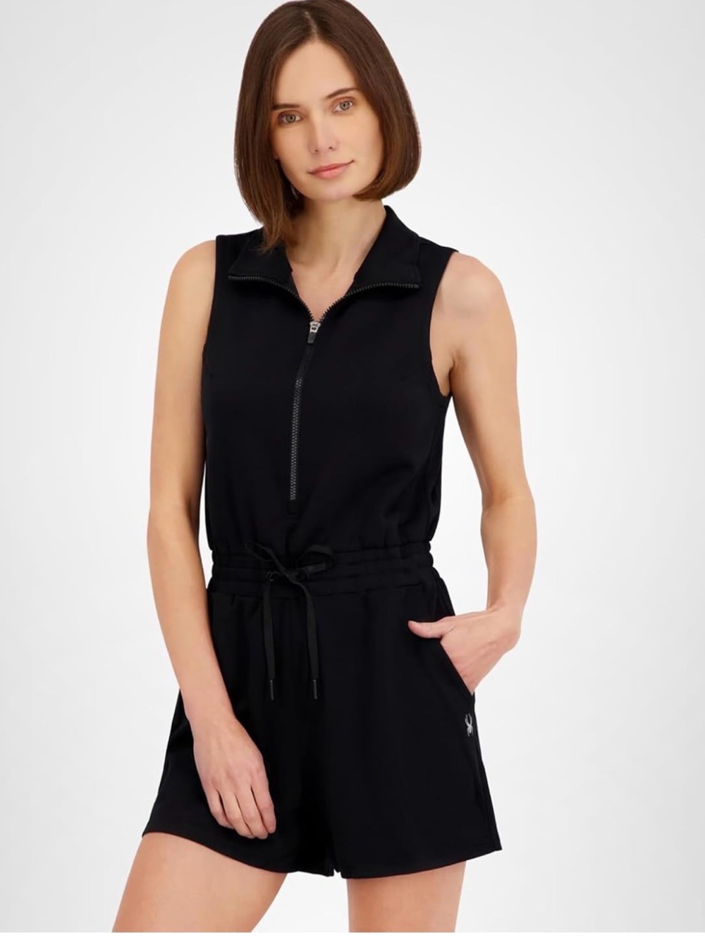 Spyder Active harmony scuba knit sleeveless romper black size Large new